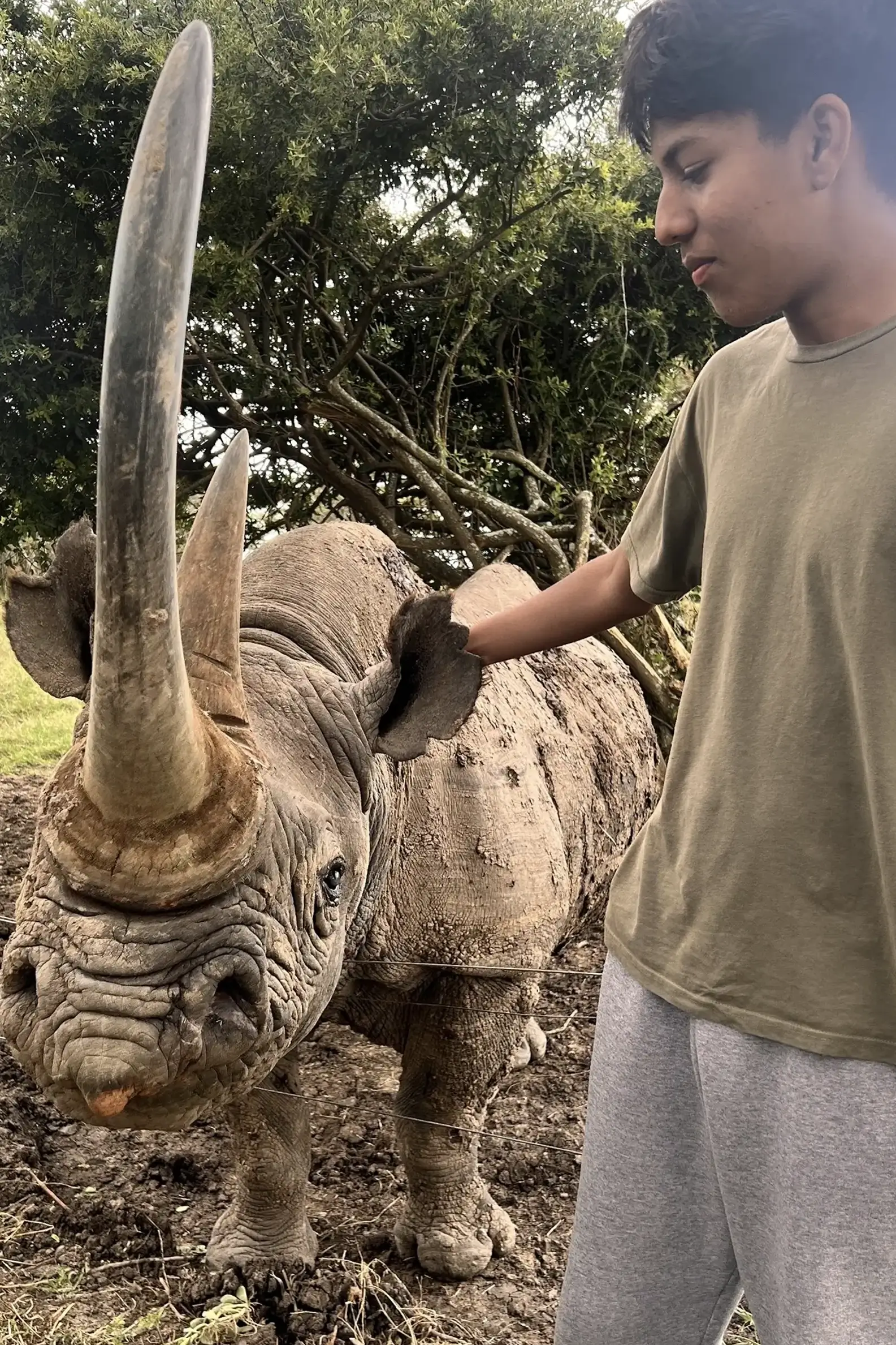 Ak with Baraka the rhino